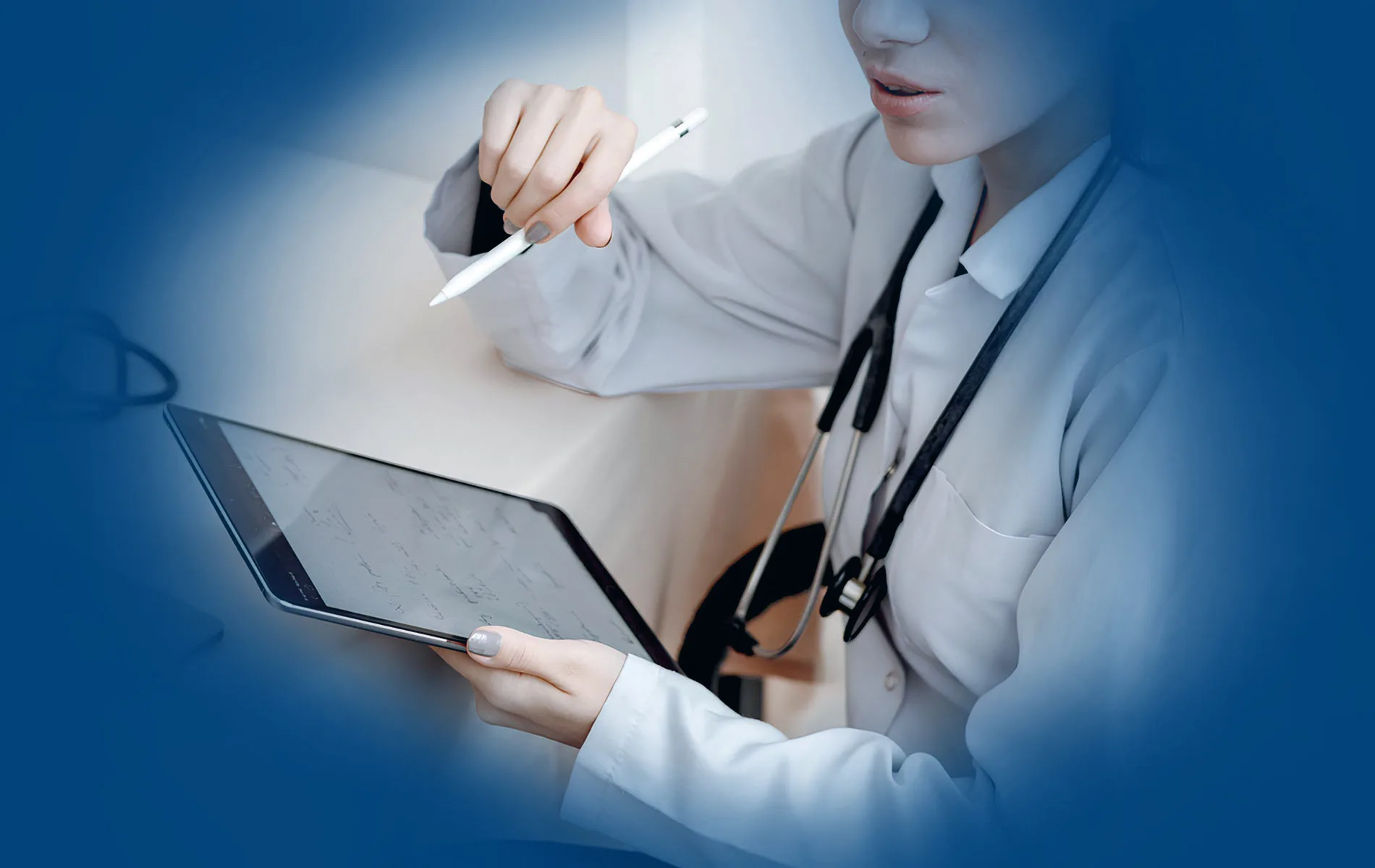 Doctor holding a digital tablet